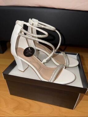 Windsor White Strappy Block Heels